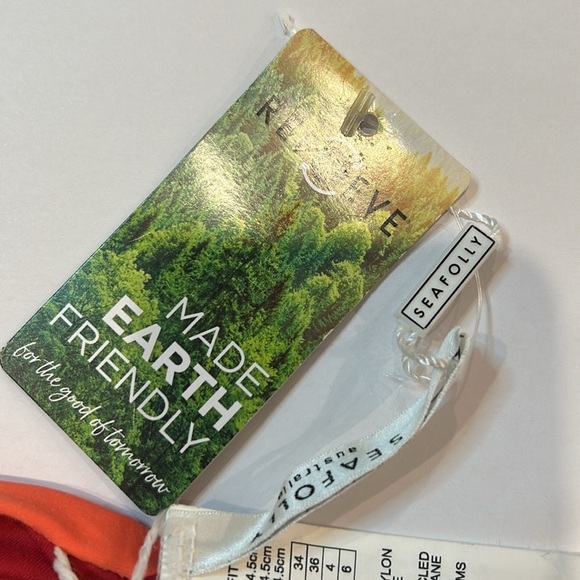 Seafolly Standard Rise High Cut Bikini Bottom Swim New Wave Spicy Orange Size 4 - Picture 6 of 7